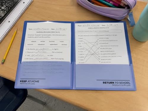 24 Pack Twin Pocket Vinyl Classroom Folders, Blue Folders with Clear Covers