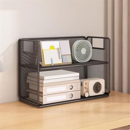 Storage Shelves Hollowed-Out Grid Iron Bookshelf Office Minimalist Two Layers Storage Rack Organizer