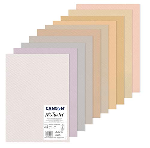 CANSON Mi-Teintes Assorted A3 Drawing Paper 160gsm Pastel Colours 10 Sheets