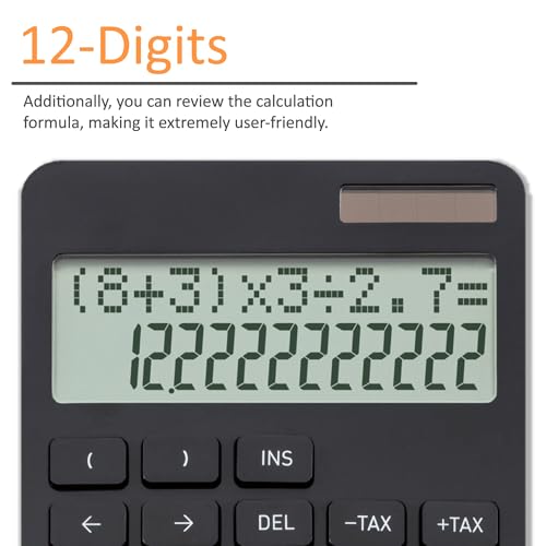 Calculator, Formula Display Calculator, Supports () Calculations, Black, C1258BK (Black)