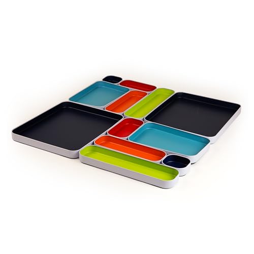 Three by Three Seattle Metal Drawer Organizer Tray Set, 12-Pc (Assorted)
