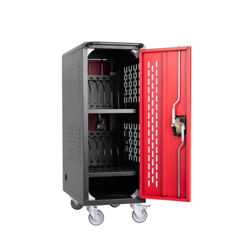 VOOTOLOVER 16-Bay Charging Cart for Chromebook/Tablet, Red + Black