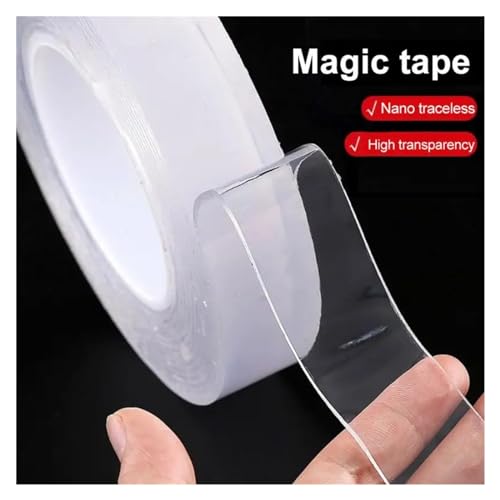 DSWMY 1M/2M/3M/5M Kitchen Transparent Double Sided Tape Bathroom Reusable Tapes Home Decoration Washable Super(20mmx2m)