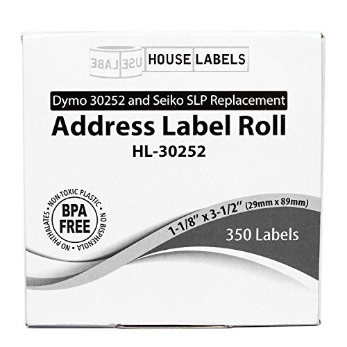 HouseLabels Compatible with Dymo 30252 Labels, 1-1/8" x 3-1/2"