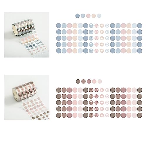 OISNGWNG 10Roll Color Dots Washi Tape PET Decorative Adhesive DIY Scrapbooking Sticker Label