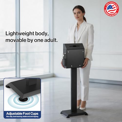 POCHAR Suggestion Box with Stand, Metal Donation Boxes for fundraising