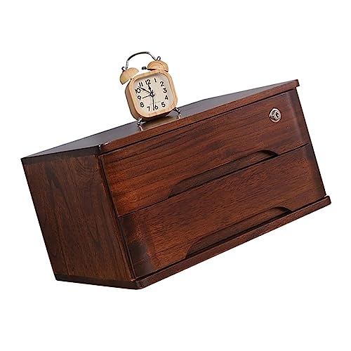 FKHFTI Solid Wood Storage Box - Desktop File Cabinet - Desktop Organizer, Drawer Type Multi Layer A4 Flat File Cabinet, Desktop Storage Box with Lockable Drawers, 1/2/3/4 Floors Flat File Cabinet