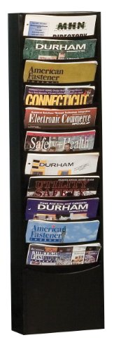 Durham 402-08 Black Cold Rolled Steel 11 Contour Pocket Vertical Literature Rack, 9-3/4" Width x 36" Height x 4-1/8" Depth