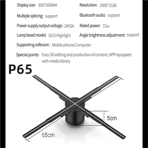3D Hologram Projector Fan WiFi Display Advertising Logo Light Led Sign Holographic Lamp Three-Dimensional Projectors(65cm)