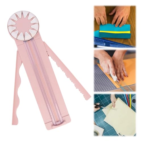 12 In 1 Rotary Paper Trimmer Multi-Functional Cutting Tool Sliding Guillotine Craft Zig Zag Trimmer For Cardstock Coupons Labels(Pink)