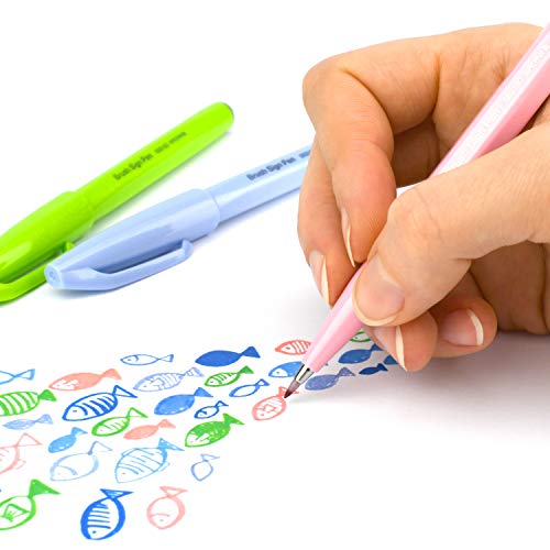 Pentel Arts Sign Pen Brush, Pale Blue Ink, Box of 12 Pens