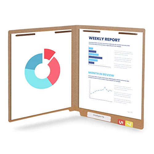 Blue Summit Supplies 50 Brown Fastener File Folders, Reinforced Metal Pronged Tab Files, Letter Size, Kraft