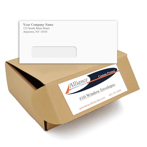 Custom Printed #10 Window Envelopes - Bright White Wove #10 Smooth Finish Professionally Printed (500)
