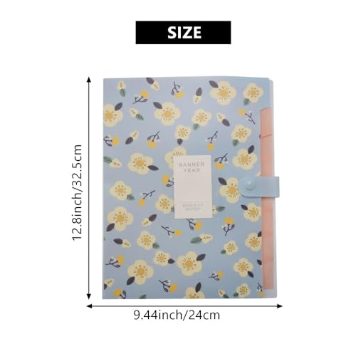 Filing Folder Expanding File Folder Floral A4 and Letter Size Archival Holder Organizer 8 Pockets (Blue) Office Supplies