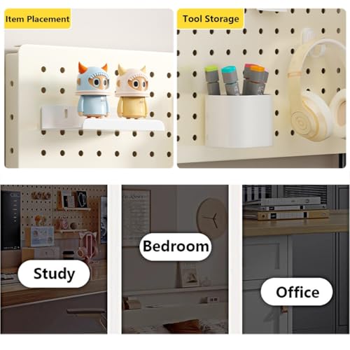 ZBJDX Metal Clamp-on Above Desktop Storage Shelf with Pegboard, Desktop Organizer Storage Display Rack with Privacy Panel (White),Small