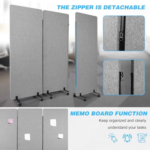 3 Panels Freestanding Partition Room Dividers Folding Portable Partition Screens Folding Privacy Screens for Office Reception Room Hospital