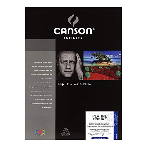 Canson Infinity Platine Fibre Rag Fine Art Paper, 310 Gram , 11 x 17 Inch, 25 Sheets