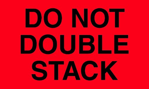 Tape Logic Aviditi Tape Logic 3" x 5","Do Not Double Stack" Fluorescent Red Warning Sticker, for Shipping, Handling, Packing, and Moving (1 Roll of 500 Labels)