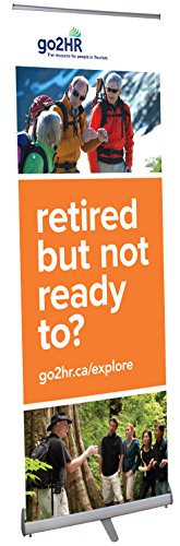 4 Less Co 33x79 Retractable Banner Stand Roll Up Trade Show Display, Free Banner Printing