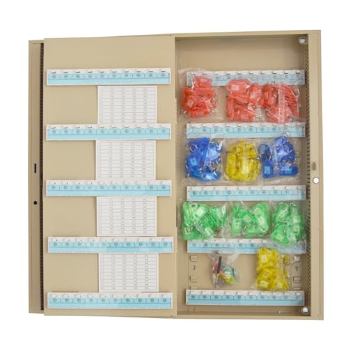 Yokoma 200 Position Key Cabinet Heavy-Duty Cold-Rolled Steel Wall Mount Key Organizer with 200 Key Cards & Numbered Hooks for Office,Hotel Beige