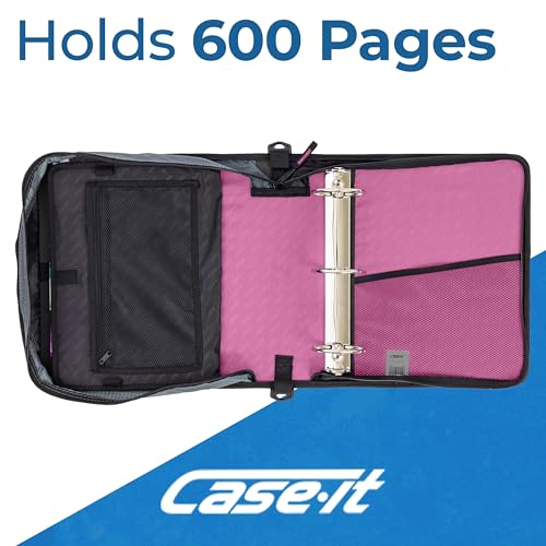 Case-it School Zipper Binder | 3" O-Rings | 600-Sheet | D-146 Light Pink