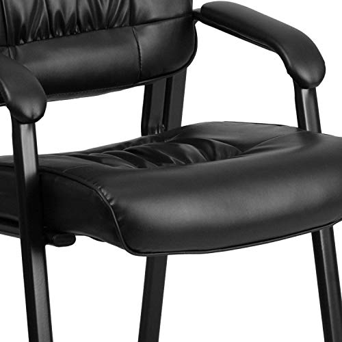 Flash Furniture Haeger LeatherSoft Tufted Executive Reception Chair with Padded Armrests, Upholstered Side Chair for Living Room or Office, Black