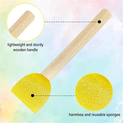 Foam Paintbrushes 80 pcs Sponge Paint Brush Round Foam with Wooden Handle Painting Tools