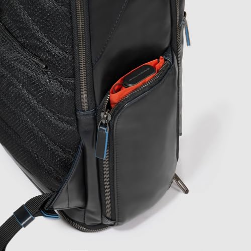 Piquadro - Blue Square Leather Backpack Laptop 15.6" - Unisex - Night Blue