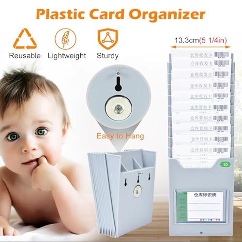 RENLXFI High Capacity Attendance Card Holder, Out Time Card Rack - Holds Up to 13cm Cards for School Workshop Warehouse Small Businesses(25 Pocket)