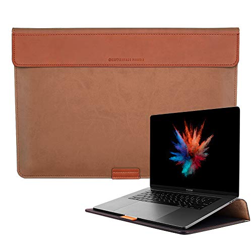 BEFINE 16 inch Premium Leather Sleeve Inner Suede with PU Stand Durable Pouch Case Designed by a Craftsmen Compatible for 2019 MacBook Pro, Apple Laptop (Dark Tan)
