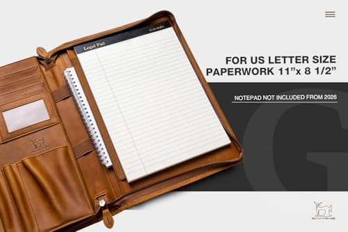 Gavarnie Genuine Leather Padfolio Portfolio Organizer for Men & Women