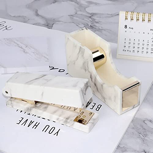 fhda Desk Staplers Golden Marble Desk Staplers Office Supplies Stapler Stationery Portable Home Labor-Saving Desktop Stapler Portable Desktop Staplers Home Office Supplies