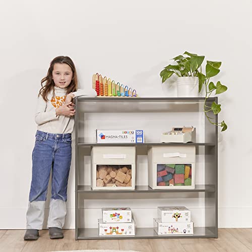 ECR4Kids 3-Shelf Double-Sided Storage Cabinet, 36in High, Grey Wash
