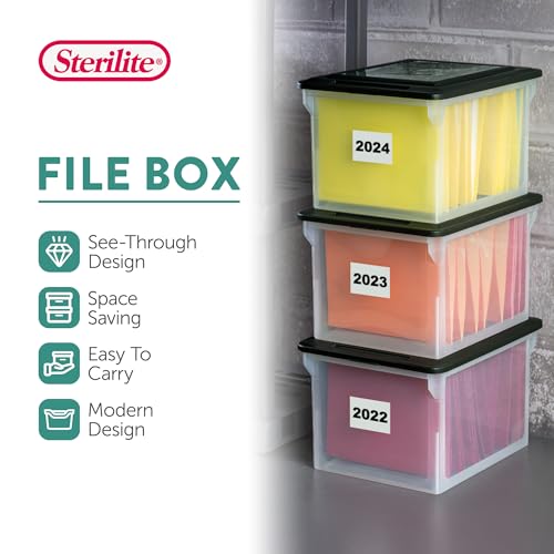 Sterilite File Box Tote with Lids for Letter and Legal Folders, 16-Pack