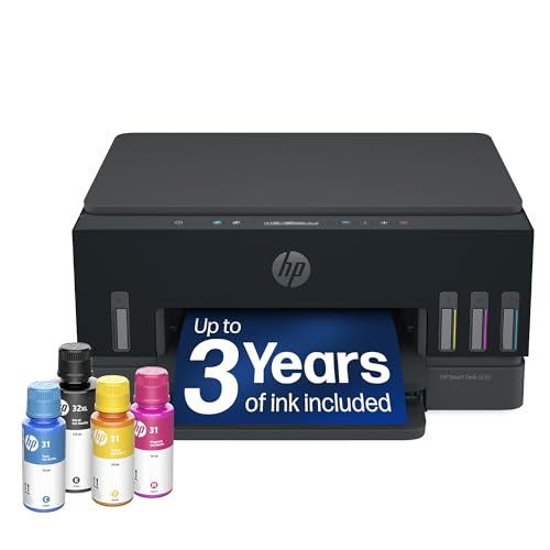 HP Smart Tank 6003 Wireless All-in-One Ink Tank Printer, Scanner, Copier with up to 3 Years of Ink Included, Best-for-Home, Cartridge-Free Refillable, AI-Capable (D35XXA)