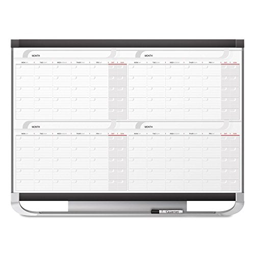 Quartet 4MCP23P2 Prestige 2 Total Erase Four-Month Calendar, 36 x 24, Graphite Color Frame