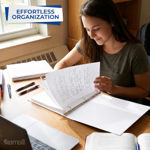 Samsill 1.5 Inch 3 Ring Binders, Economy Round Ring, Clear View Cover, 325 Sheet Capacity - for School, Home, Office - White, 12 Pack