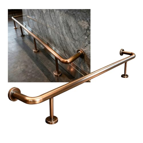 Polished Vintage Copper Bar Foot Rail Complete Set, Sturdy Stainless Steel Foot Rest Rail for Indoor Outdoor Bar Kitchen Restaurant(3ft/91cm)