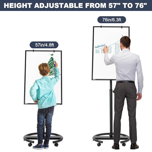 Tankee Mobile Whiteboard, 36x24 Inches Magnetic Dry Erase Board on Wheels
