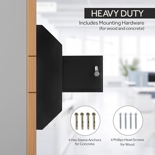 Durabox Drop Box Deposit Safe 10 x 4 x 16” Heavy Duty Steel with Slim Profile Wall Mailbox with Wide Deposit Slot for Letters, Documents Checks and Cash for Home, Office & Commercial (W300) (Black)