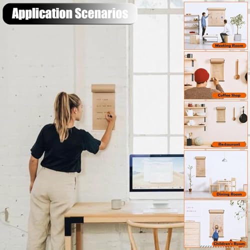Kraft Paper Roll Display Crafts Paper Roller Dispenser & Cutter Hanging Paper Roll Holder, Wall Wrapping Paper Cutter For Butcher Store Kids Room For Office Coffee Shop.White-Bracket Wide 67cm/26.3
