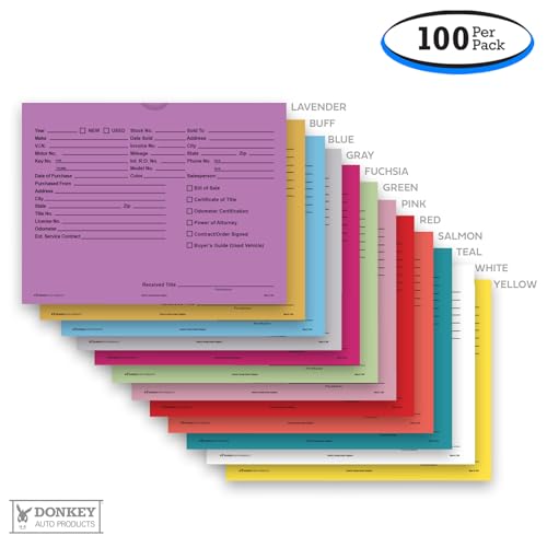 Printed Vehicle Deal Envelopes 9x12 Deal Jackets (100 Shrink Wrapped) (Lavender)