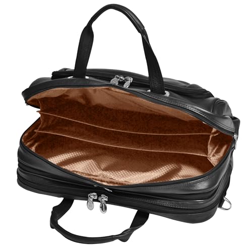 McKlein, I Series, WEST LOOP, Full Grain Cashmere Napa Leather, 15" Leather Expandable Double Compartment Briefcase, Black (44575)