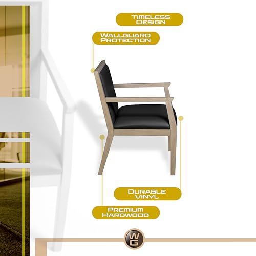 Romig Regent WallGuard Guest & Reception Waiting Room Wood Side Chair - Noble Oak/Black Vinyl