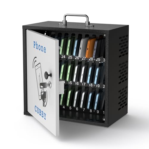 POCHAR 30-Slot Metal Lockable Cell Phone Storage Cabinet, Fully Assembled