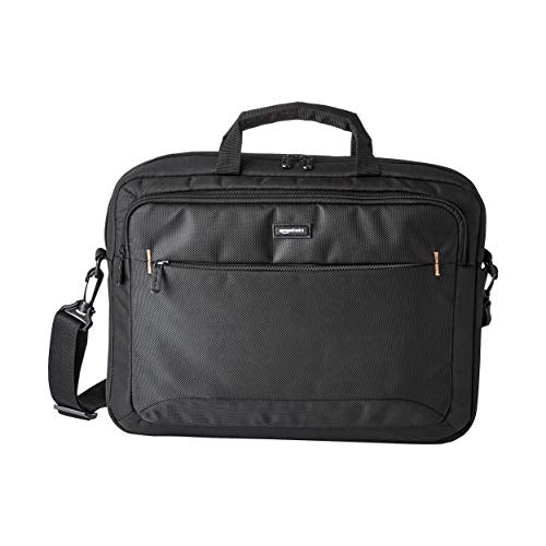 Amazon Basics Laptop Carrying Case with Shoulder Strap, 15.6-inch, Black, Large Capacity Office Work Bag, 10-Pack