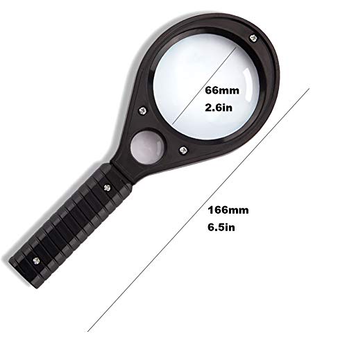 Yunjingmy Handle Portable Acrylic 3X/6X Magnifying Glass,Handheld Magnifier Non-Slip Handle Design Suitable for Reading, Jewelry, Intellectual Development of Children, Etc.