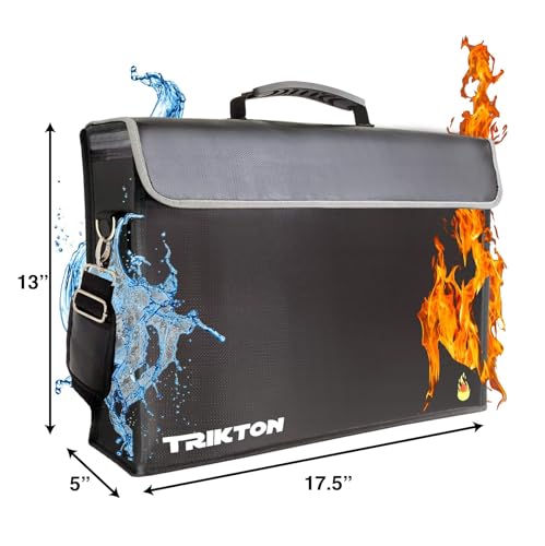 TRIKTON XXL Fireproof and Waterproof Document Bag with TSA Lock (17.5x13x5 in) High-Viz, Flexible Fireproof Bag for A3 & Legal Size Files, Safe Box Alternative for Home Office & Travel