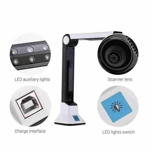 Portable 10MP High Definition Scanner Capture Size A4 Document Camera for Card Passport File Documents