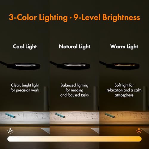 cogylight LED Desk lamp with Clamp, Magnifying Glass